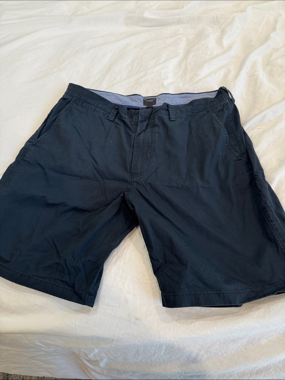 J. Crew Men's Navy Flat Front Casual Shorts,9 inch Length Lightweight